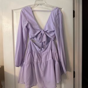 Lavender Bardot cutout dress with tie in back
